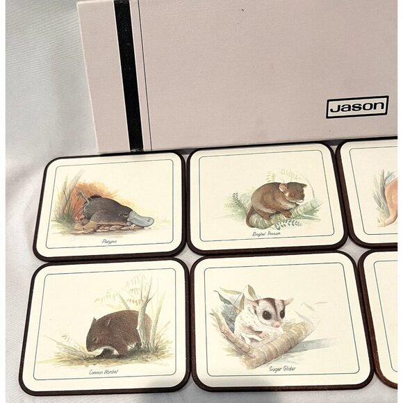 Jason Coasters Australian Animal Set 6 Cork Back Kangaroo Koala etc ORIGINAL BOX - Picture 5 of 11
